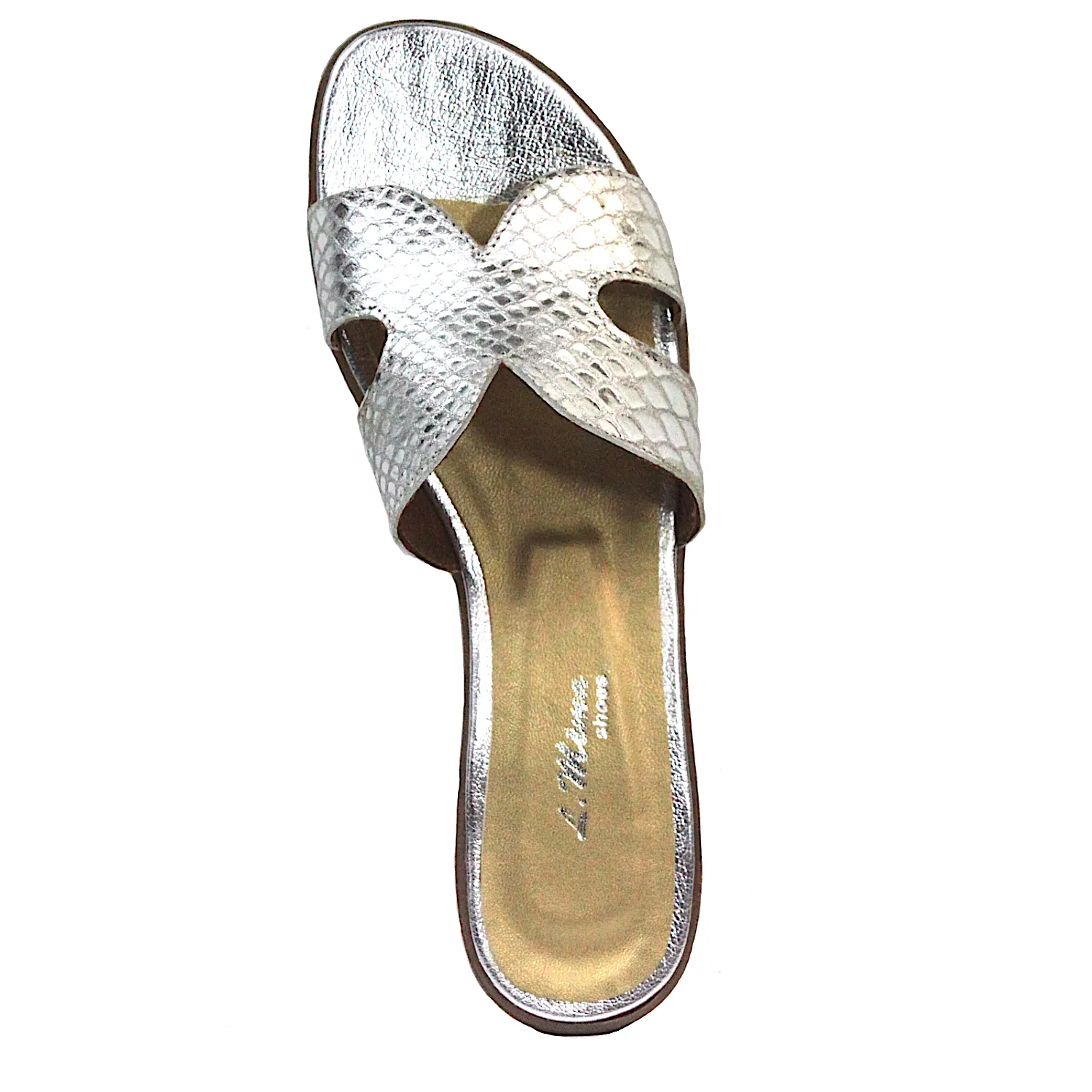 Sandalias plana plateadas mujer
