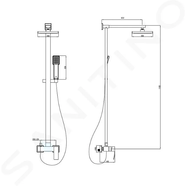 SAPHO GINKO  CONJUNTO DE DUCHA 200 CON GRIFO, CROMO 110143