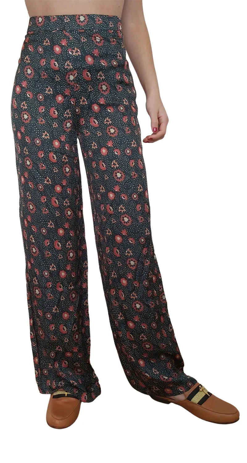 SAVILLE ROW Palazzos Tiro Alto Floreados Negros