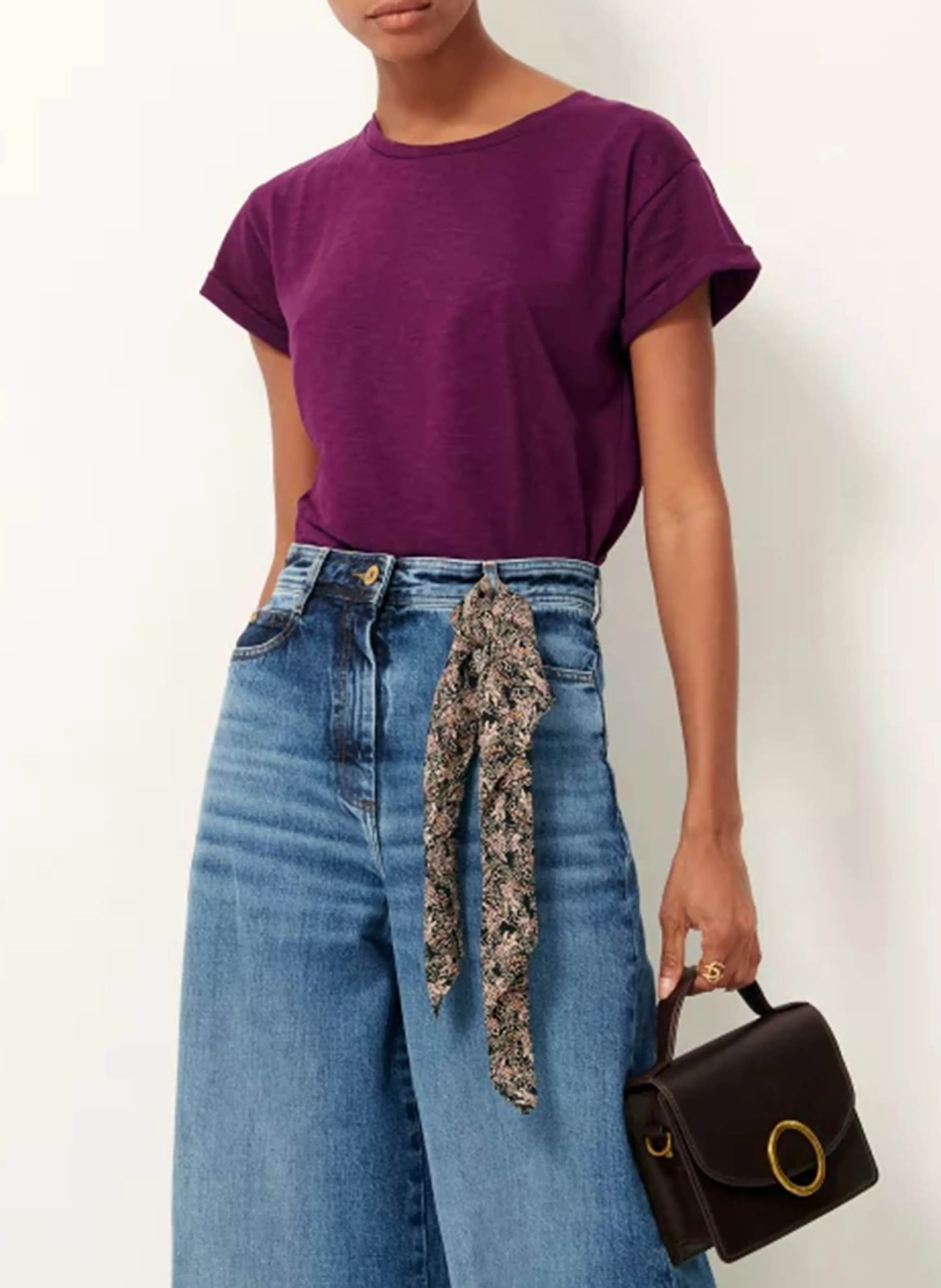 SESSUN ALBANO  CAMISETA DE CUELLO REDONDO CON MANGA 7/8 EN VIOLETA