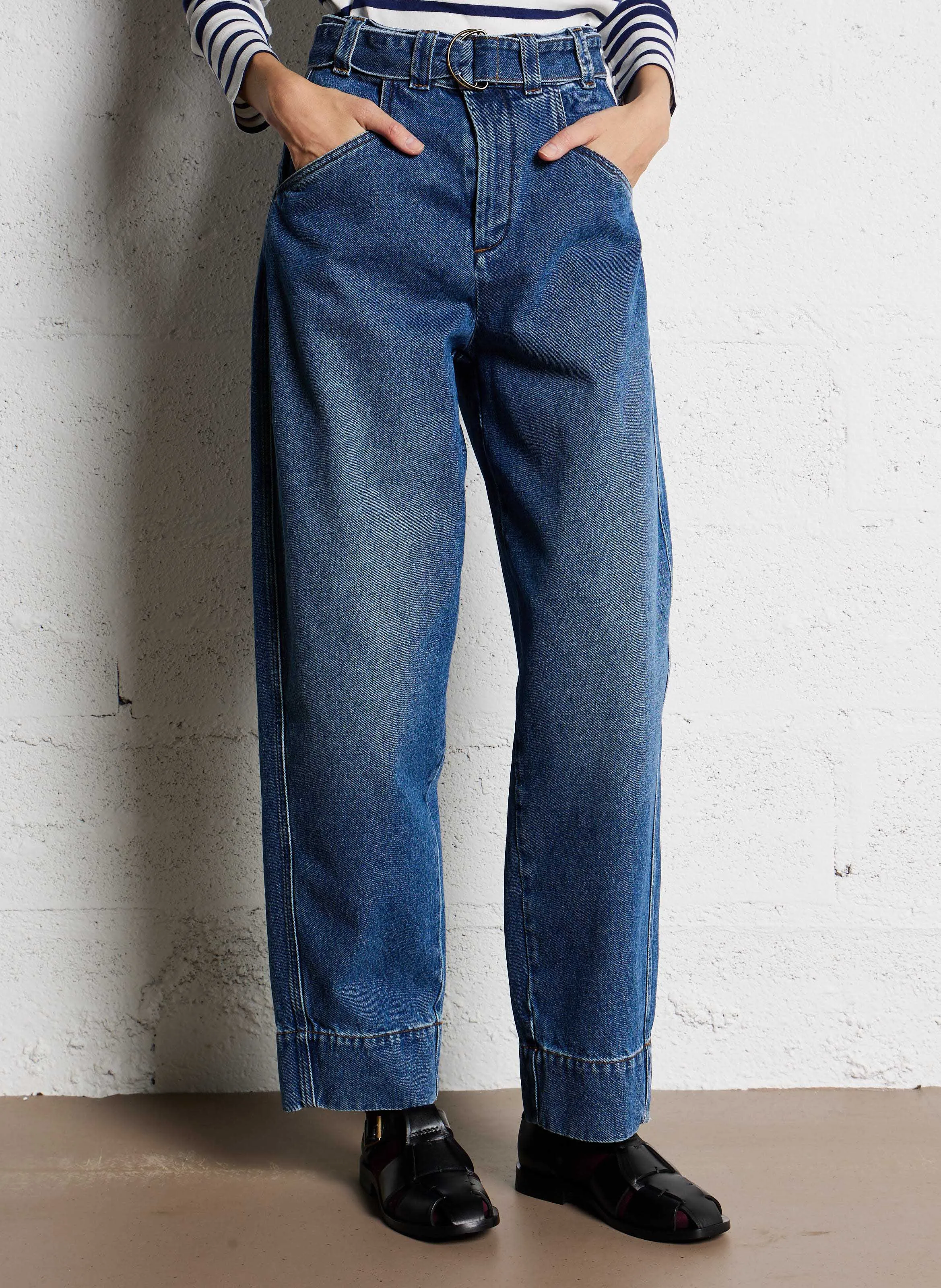 SOEUR VOLAGE  PANTALóN DE ALGODóN RECTO CSALLY EN AZUL