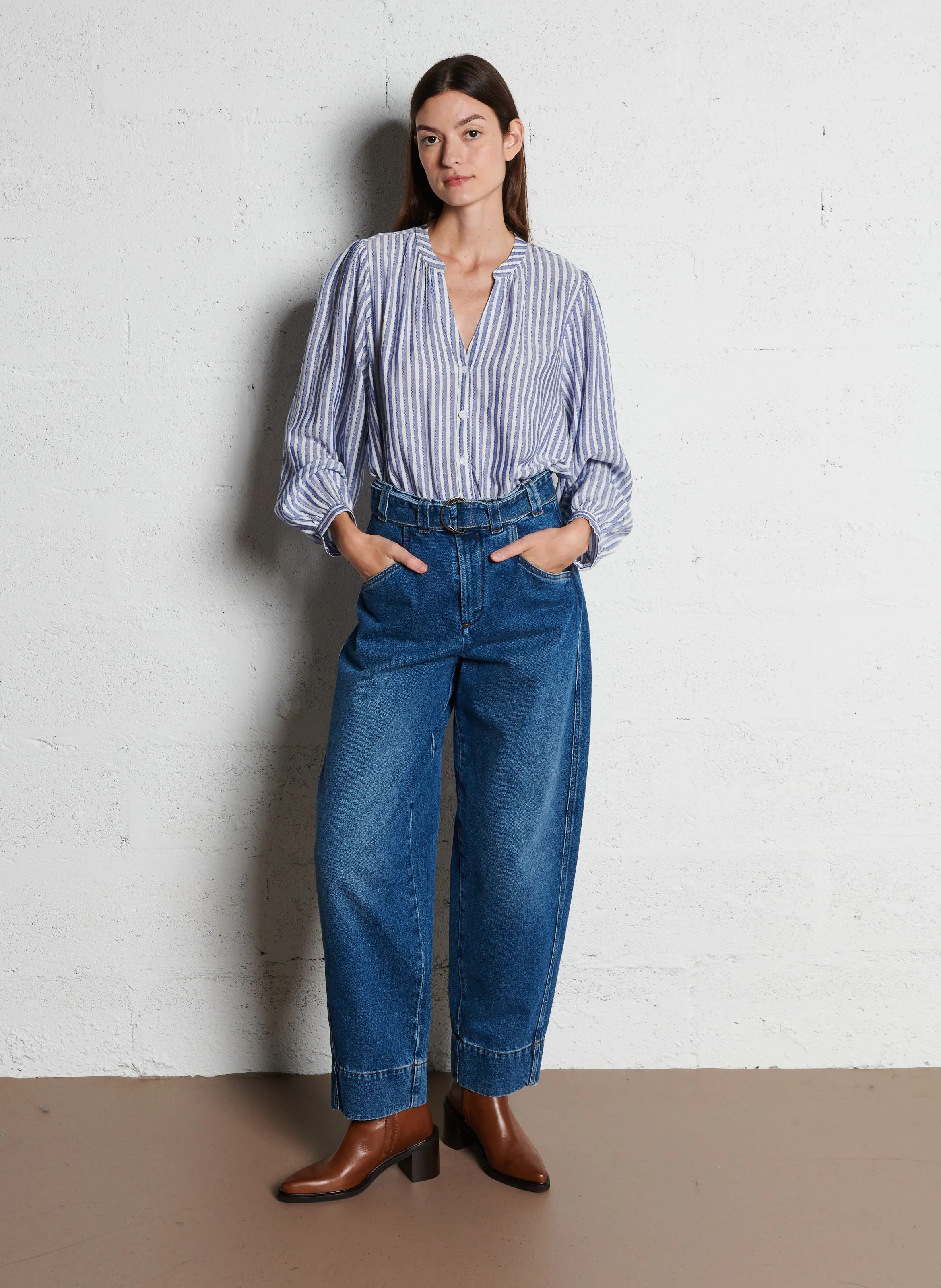 SOEUR VOLAGE  PANTALóN DE ALGODóN RECTO CSALLY EN AZUL