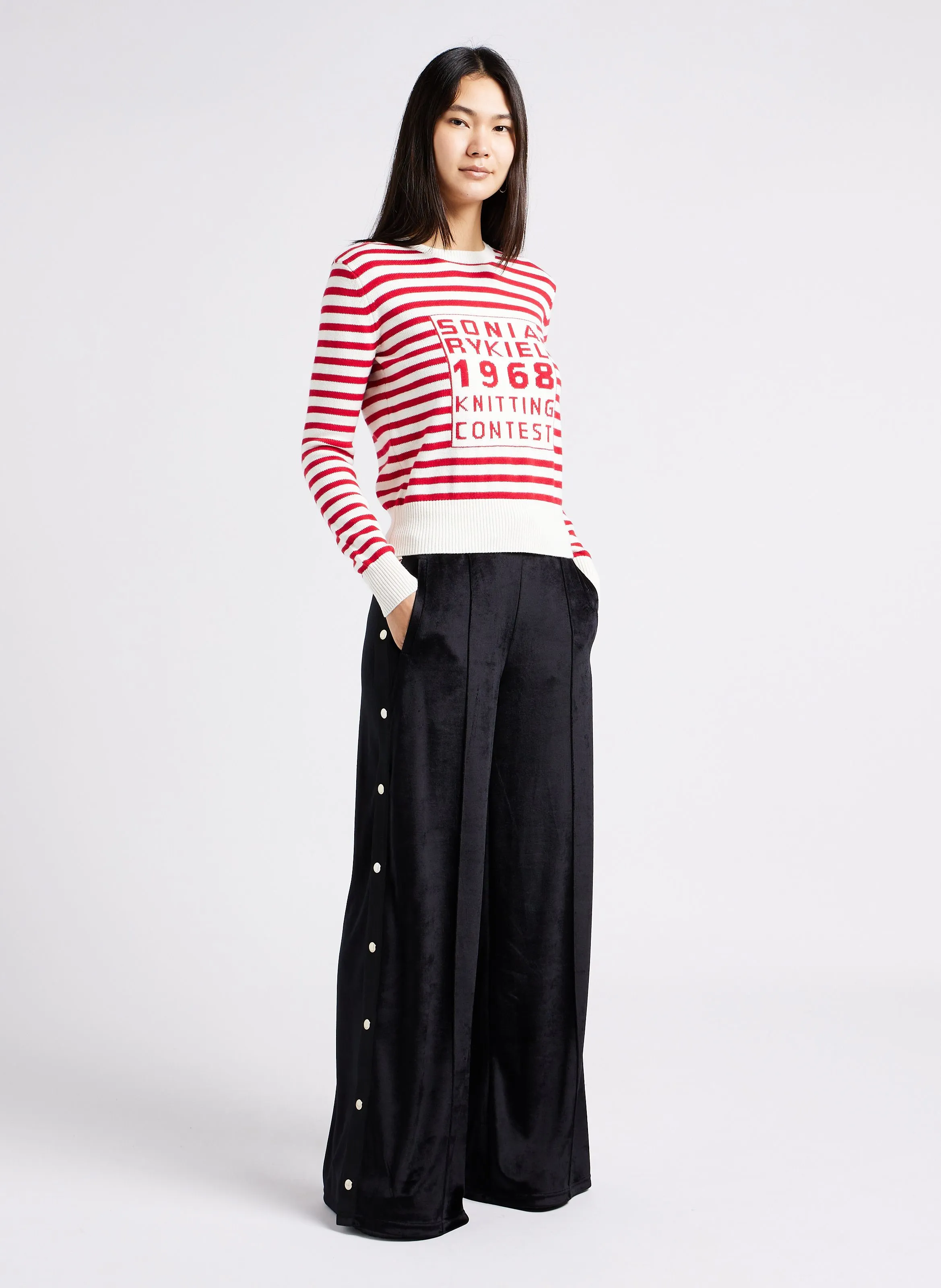 SONIA RYKIEL Pantalón ancho de tiro alto en negro