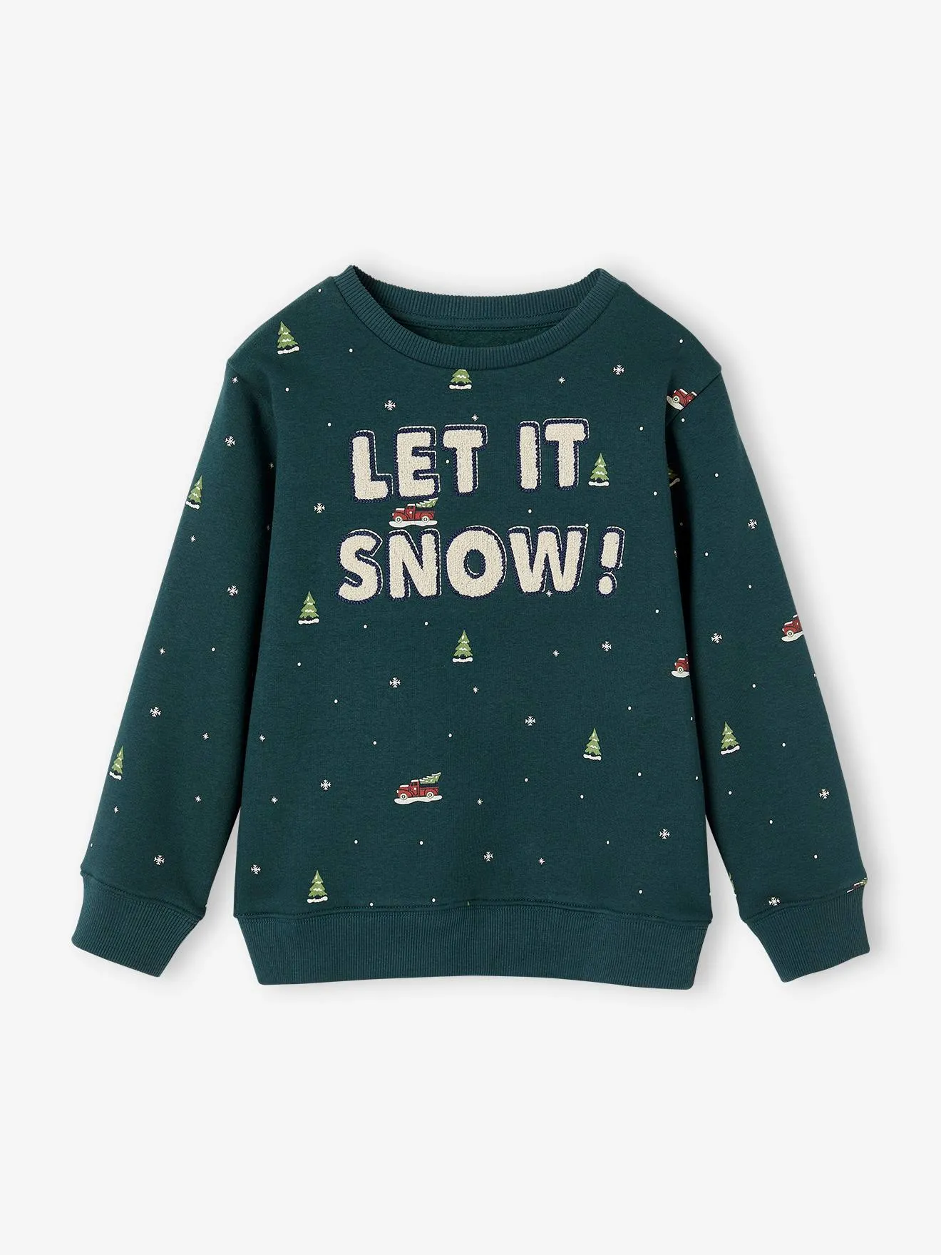 Sudadera con motivos navideños y mensaje de rizo para niño