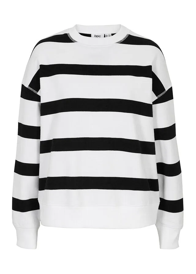 SUDADERA OVERSIZE DE RAYAS CON POLIéSTER RECICLADO BLANCONEGRO CON RAYAS