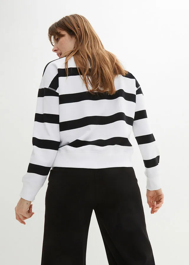 SUDADERA OVERSIZE DE RAYAS CON POLIéSTER RECICLADO BLANCONEGRO CON RAYAS