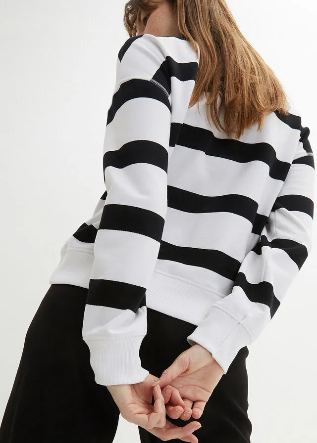 SUDADERA OVERSIZE DE RAYAS CON POLIéSTER RECICLADO BLANCONEGRO CON RAYAS