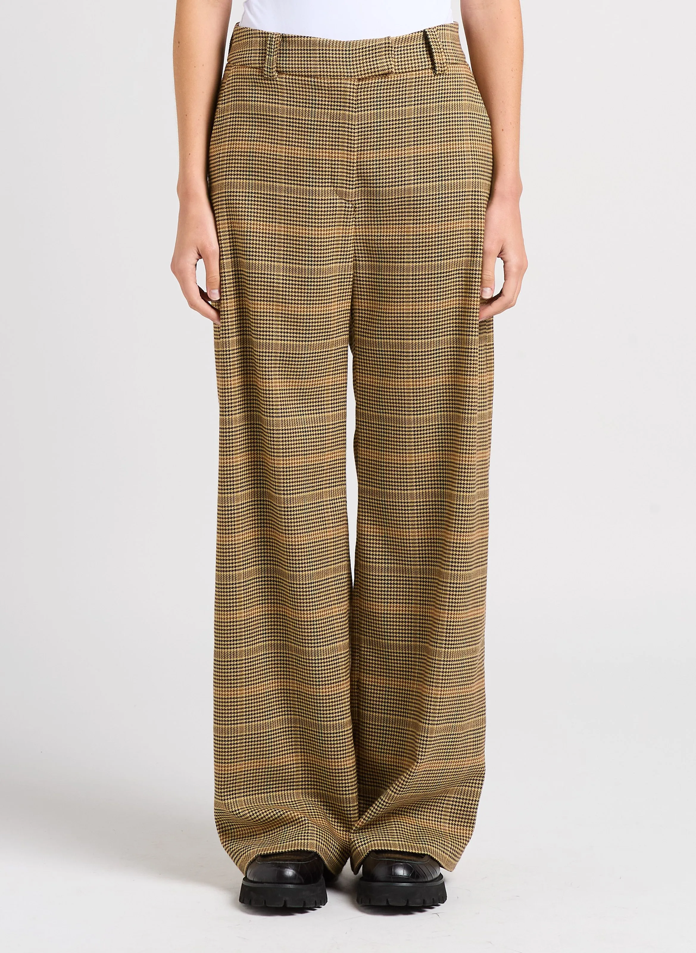 SUNCOO JOHN  PANTALóN ANCHO ESTAMPADO EN MARRON