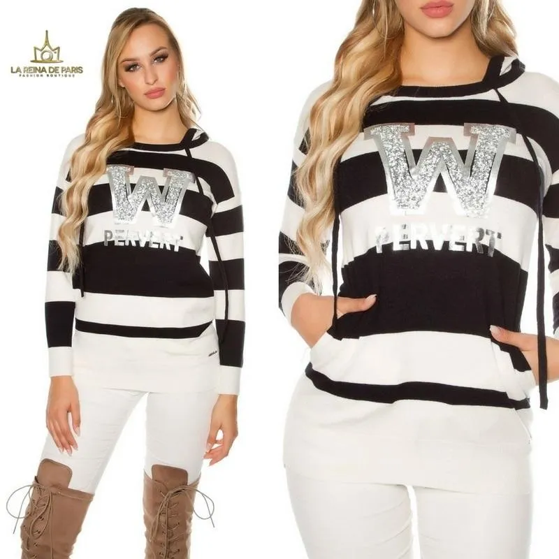 Suéter negro largo hoodie pervert