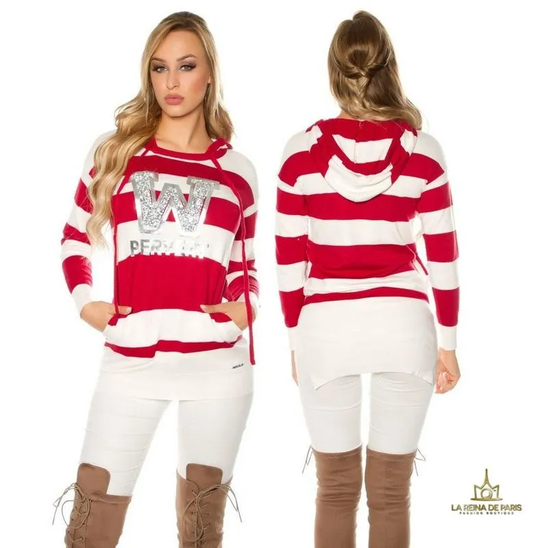Suéter rojo largo hoodie pervert