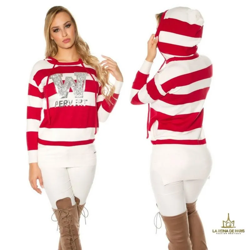 Suéter rojo largo hoodie pervert