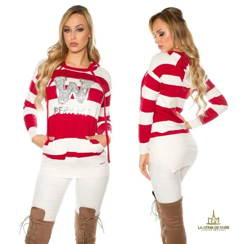 Suéter rojo largo hoodie pervert