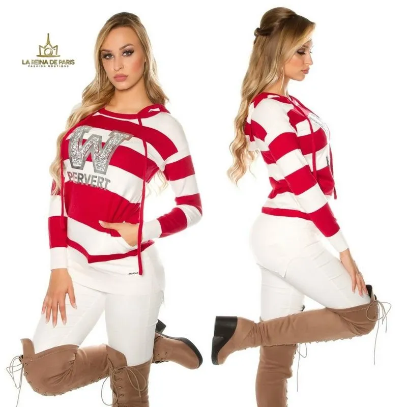 Suéter rojo largo hoodie pervert