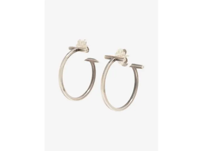 Tiffany & Co Pendientes de aro de alambre en forma de T de plata 