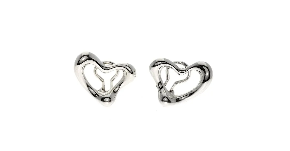 Tiffany & Co Pendientes de clip en forma de corazón de plata Tiffany 