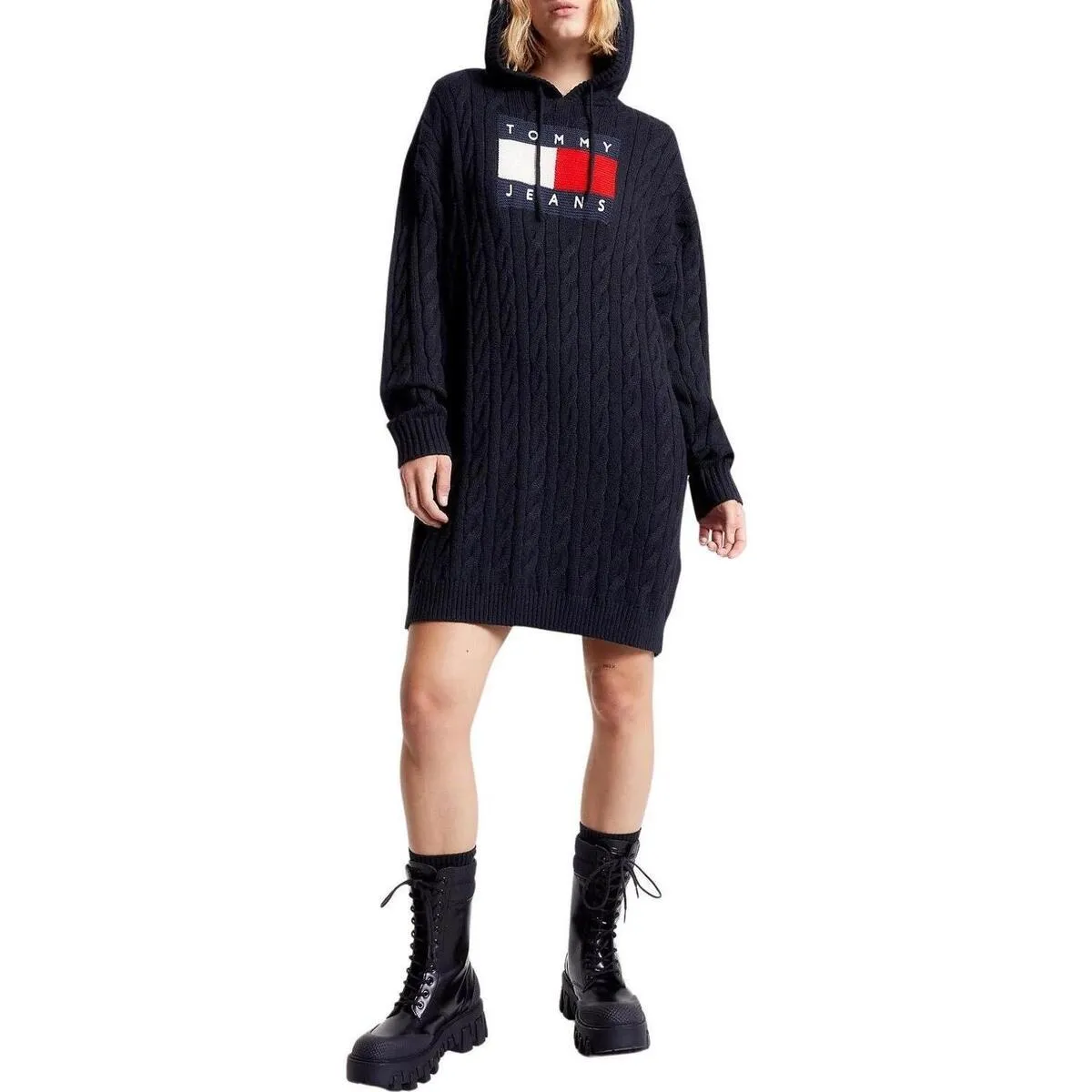 TJW CABLE FLAG HOODIE DRESS