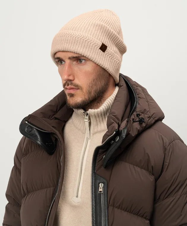 Tom Ford Beige wool and cashmere cap with logo