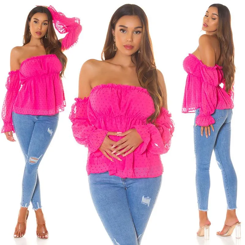 Top babydoll de hombro descubierto rosa