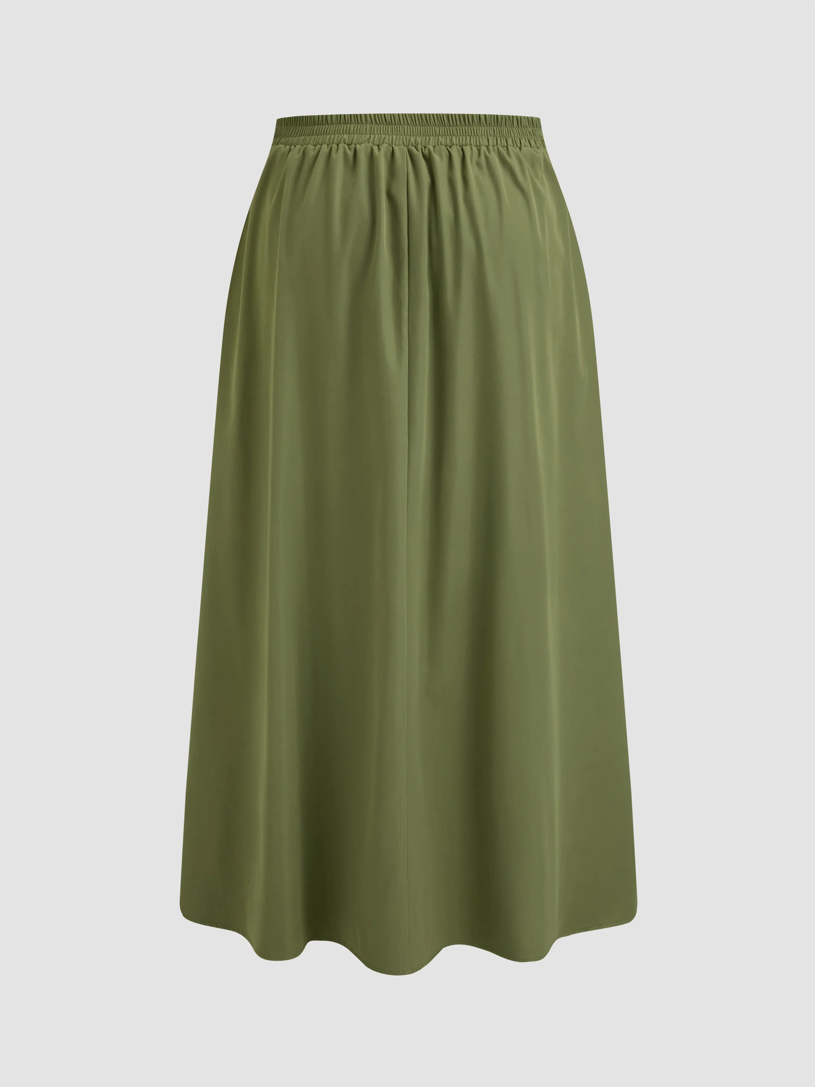 Top de Tirantes Tejido con Cuello Redondo Sólido & Falda Maxi con Volantes de Talle Medio Curvy