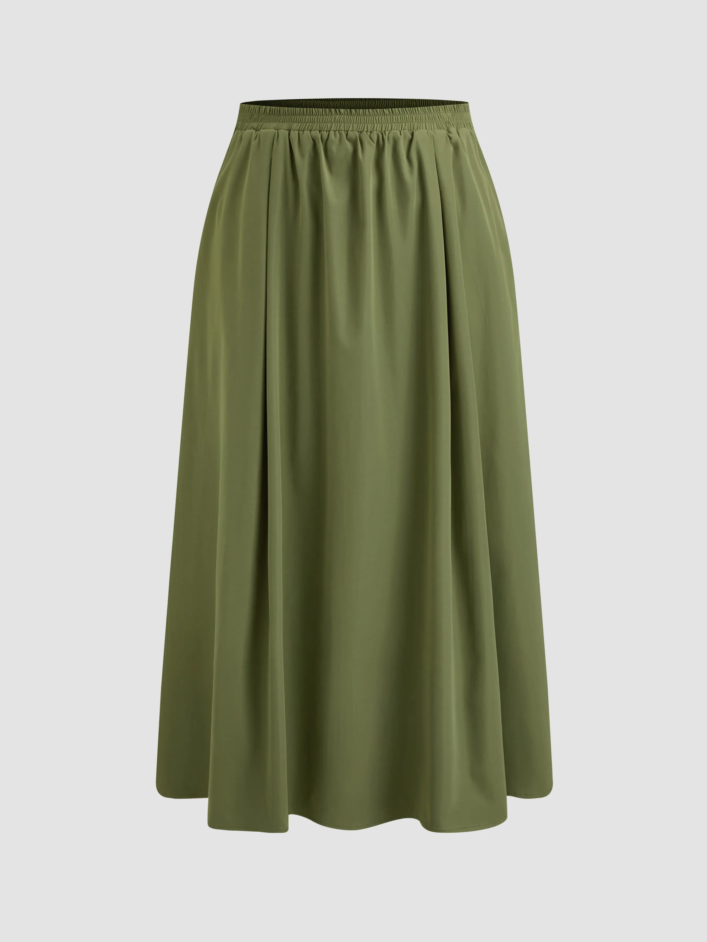Top de Tirantes Tejido con Cuello Redondo Sólido & Falda Maxi con Volantes de Talle Medio Curvy
