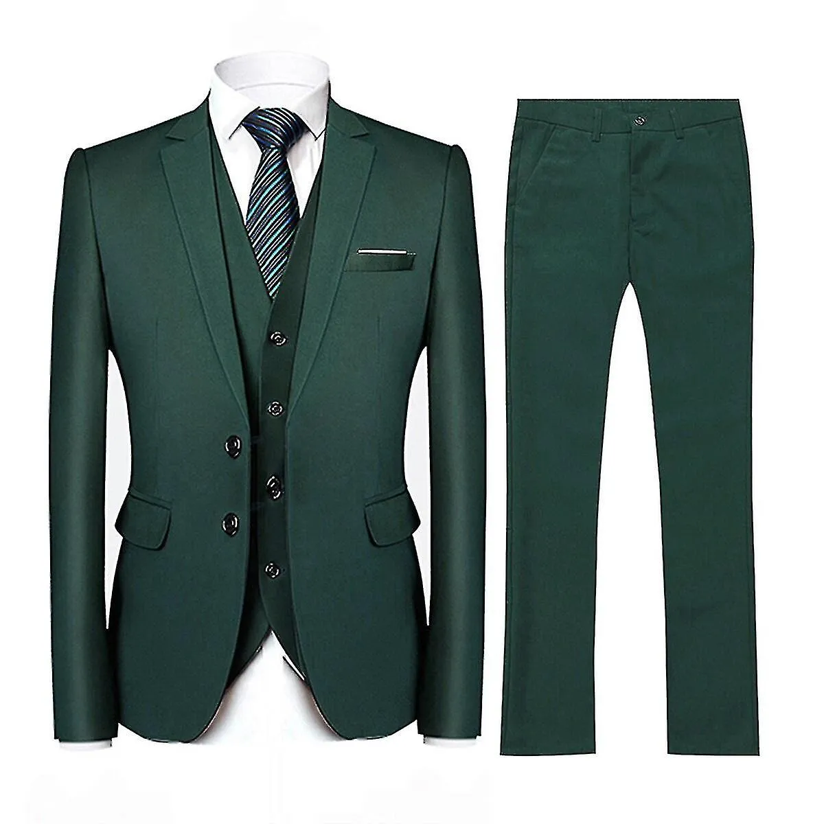 Traje de 3 piezas para hombre Trajes de boda Esmoquin Blazer Chaleco Pantalones Q