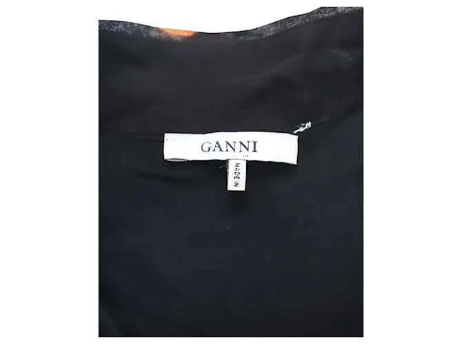 VESTIDO A MEDIDA CON ESCALERA GANNI THE KATE EN VISCOSA CON ESTAMPADO NEGRO 