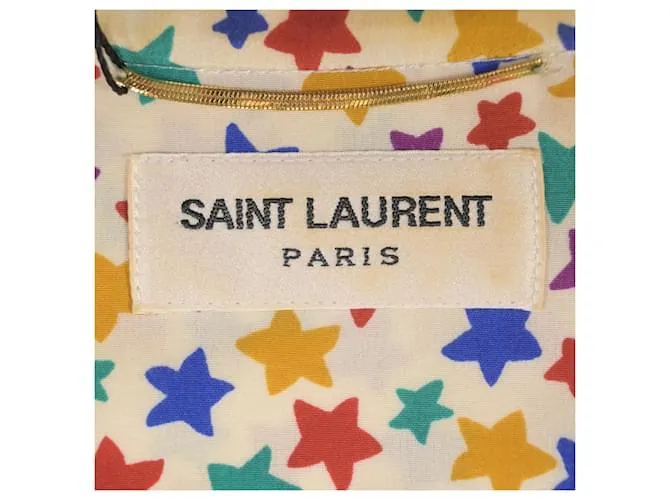 Vestido camisero de seda multicolor con estampado de estrellas de Saint Laurent 