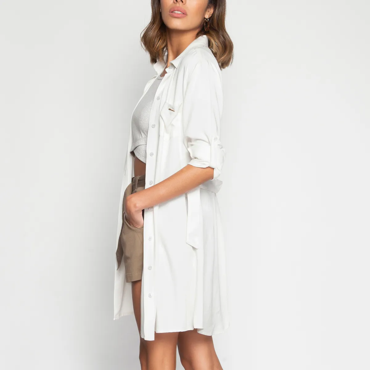 Vestido Camisero Manga Larga Gold Stay