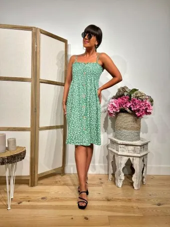 Vestido Estampado Flores AUGGIE Verde