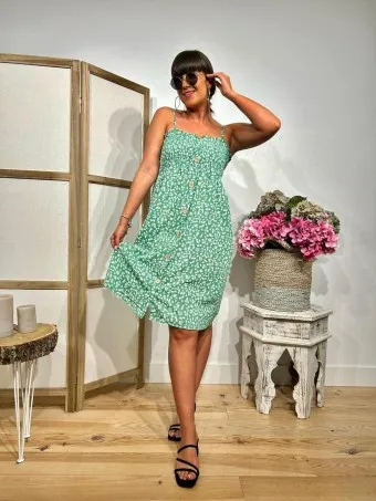 Vestido Estampado Flores AUGGIE Verde