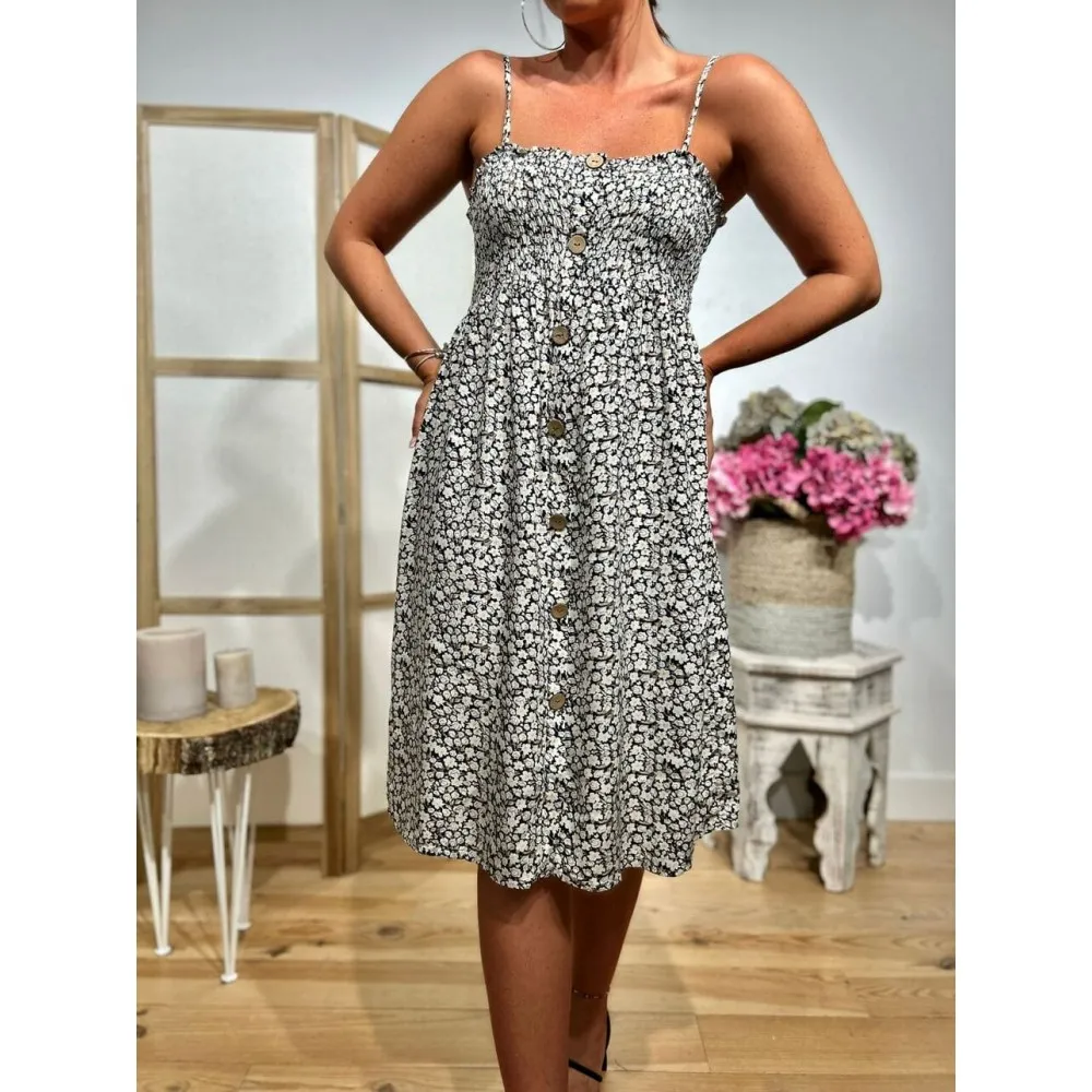 Vestido Estampado Flores JUDITHA Negro