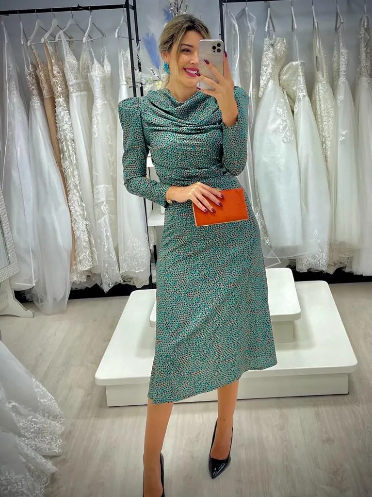 Vestido evasé frunces