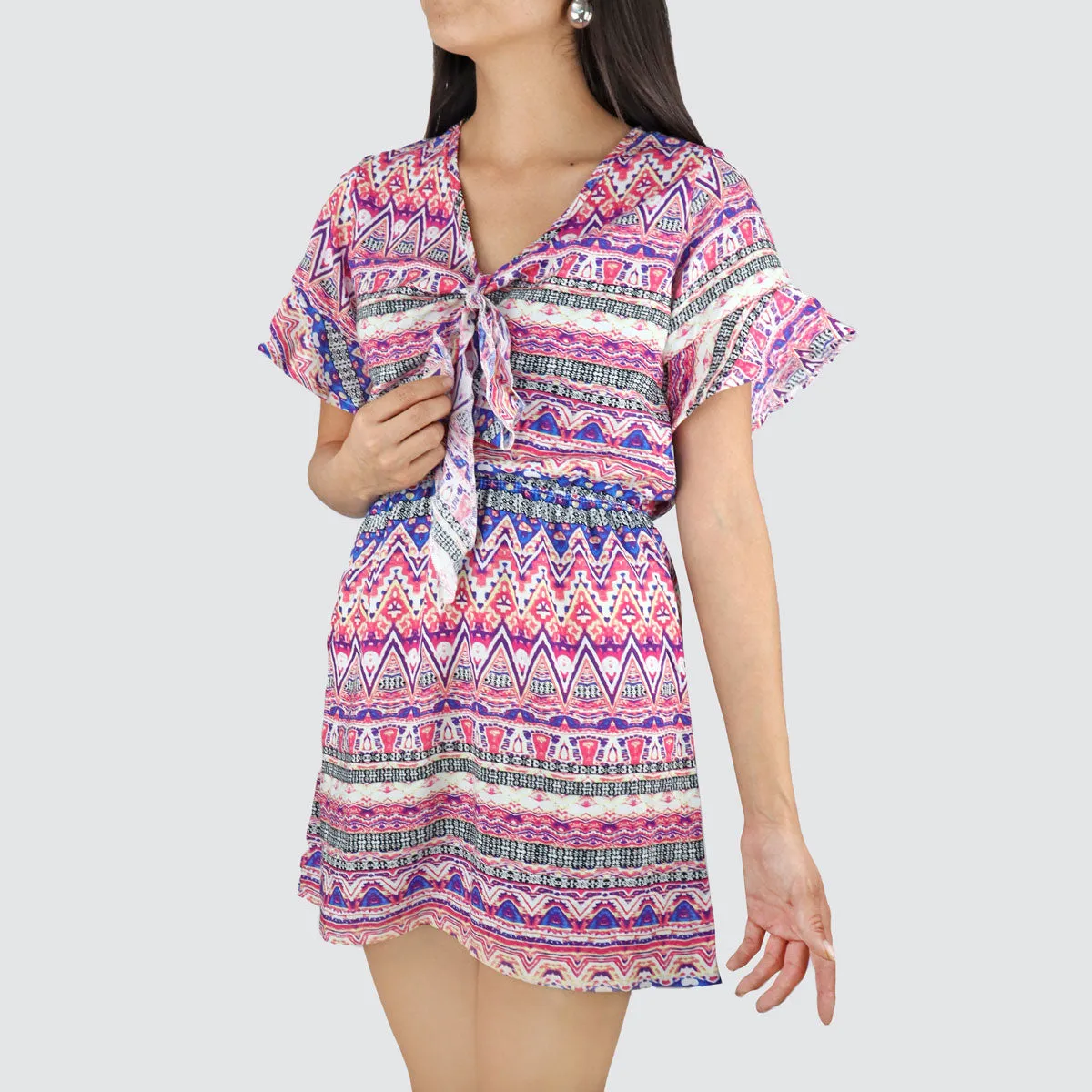 Vestido Juvenil con Moo Frontal color Rosa con Azul