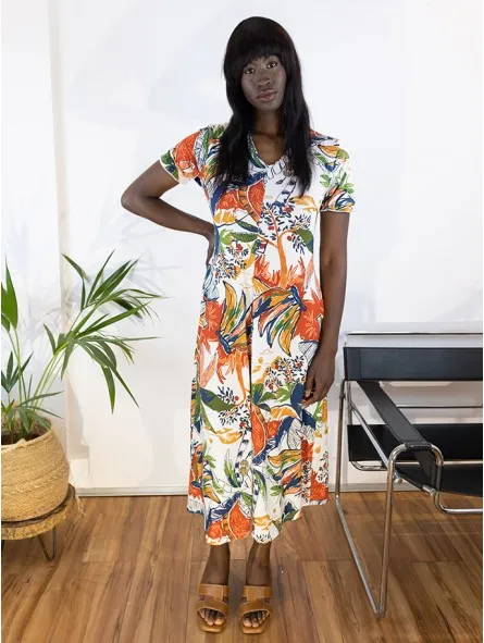 Vestido largo midi estampado floral