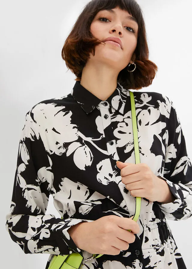 VESTIDO LARGO NEGROBLANCO LANA DE FLORES