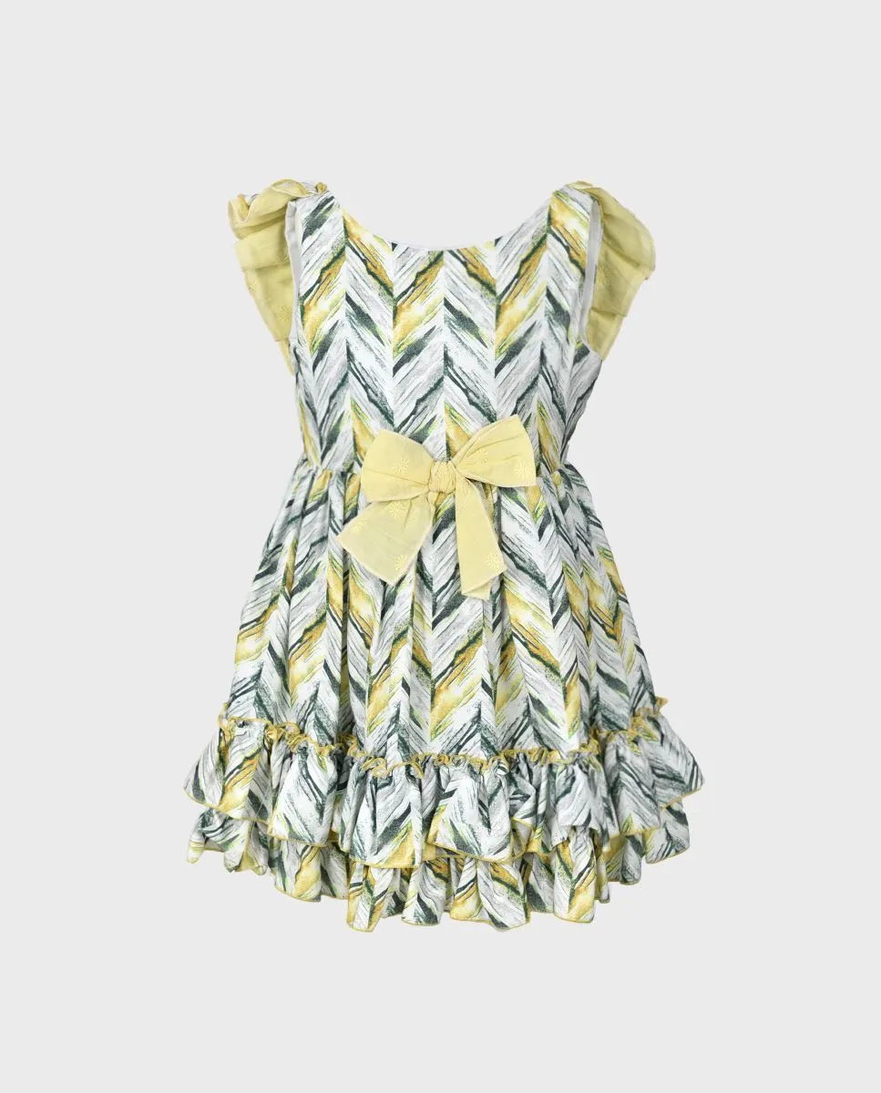 Vestido niña rayas verdes y amarillas