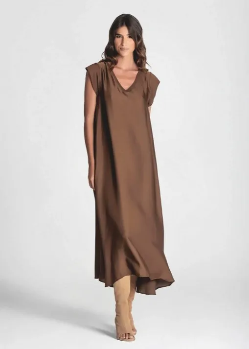 Vestido viscosa Marron