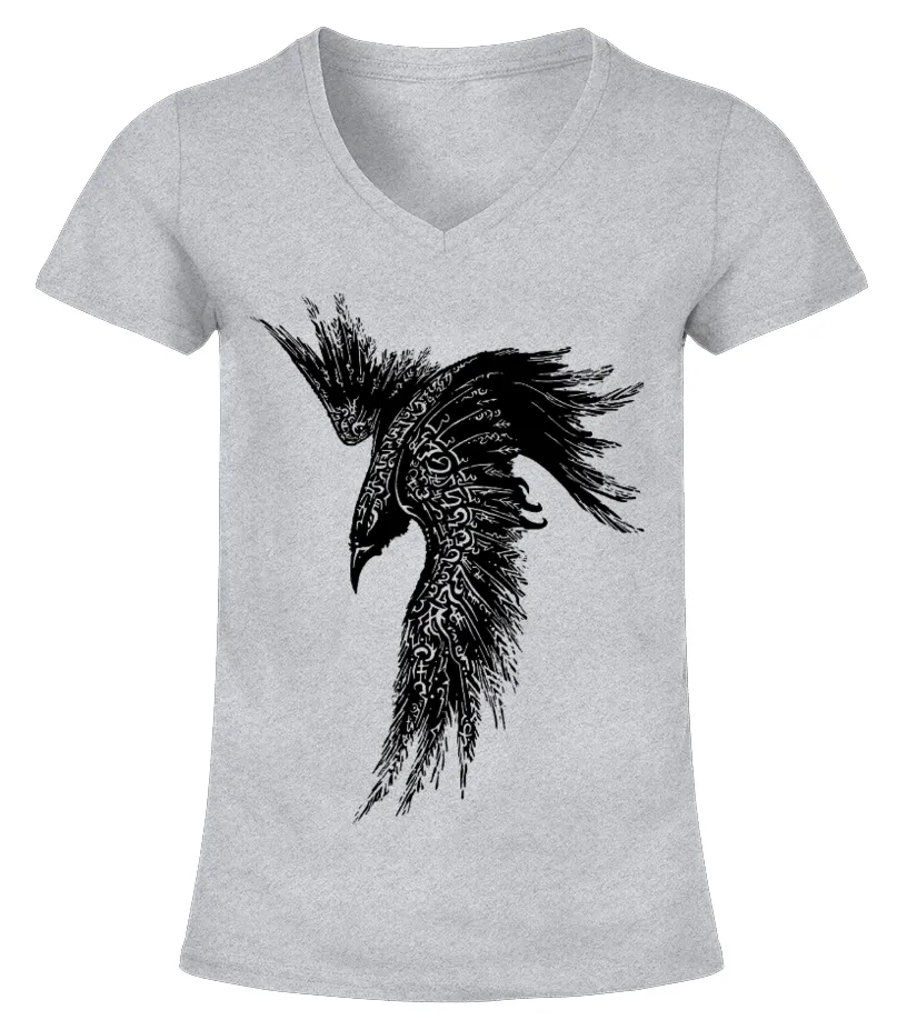 VIKING THE RAVEN  CHILD OF ODIN T SHIRT CAMISETA CUELLO PICO MUJER