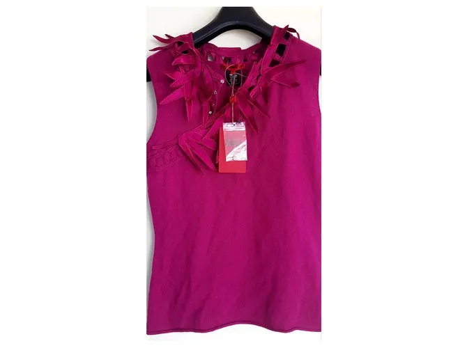 Viviane Tam Conjunto de cachemir Fucsia 