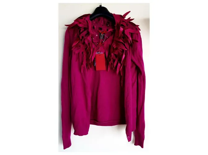 Viviane Tam Conjunto de cachemir Fucsia 
