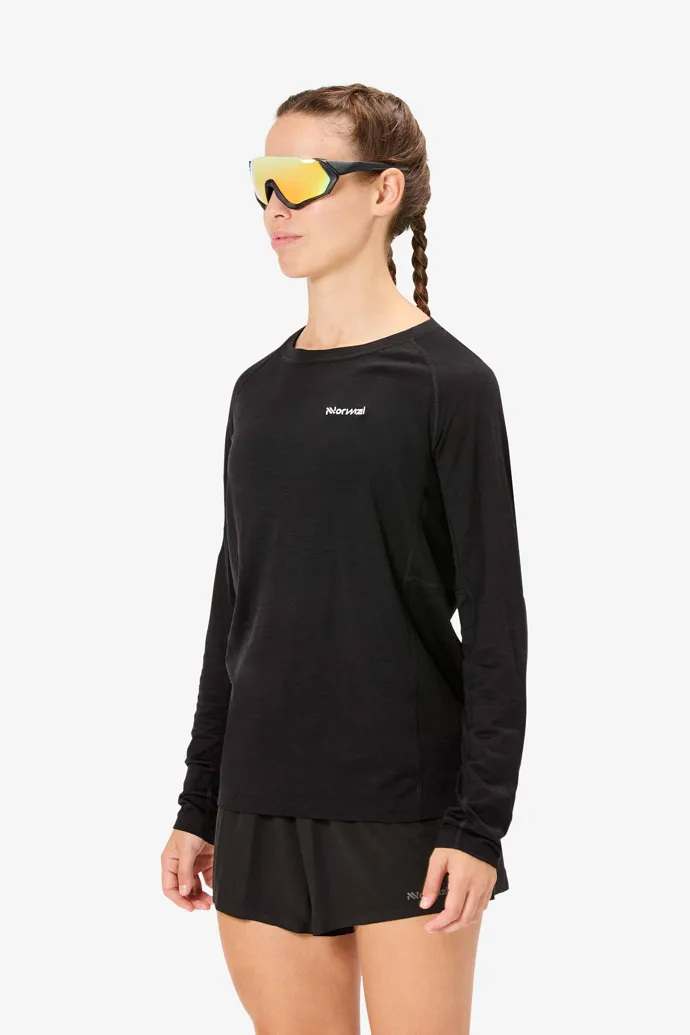 WOMEN’S MERINO LONG SLEEVE TSHIRT CAMISETA NEGRA DE MANGA LARGA Y LANA MERINA PARA MUJER