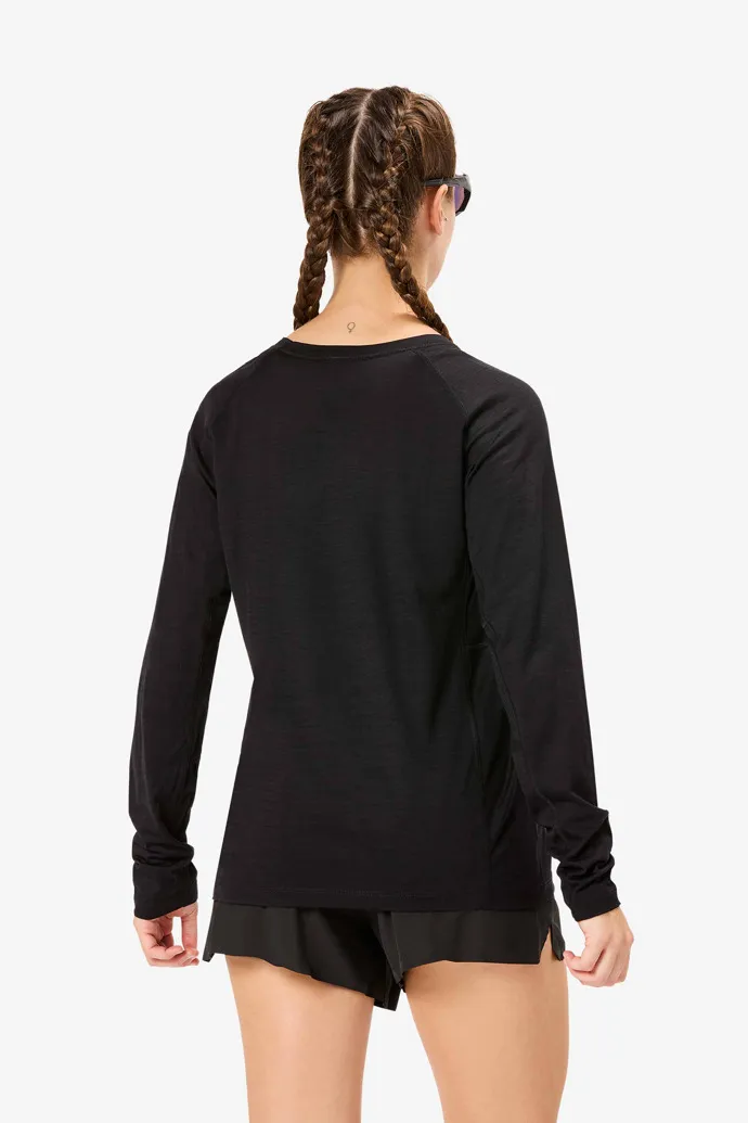 WOMEN’S MERINO LONG SLEEVE TSHIRT CAMISETA NEGRA DE MANGA LARGA Y LANA MERINA PARA MUJER