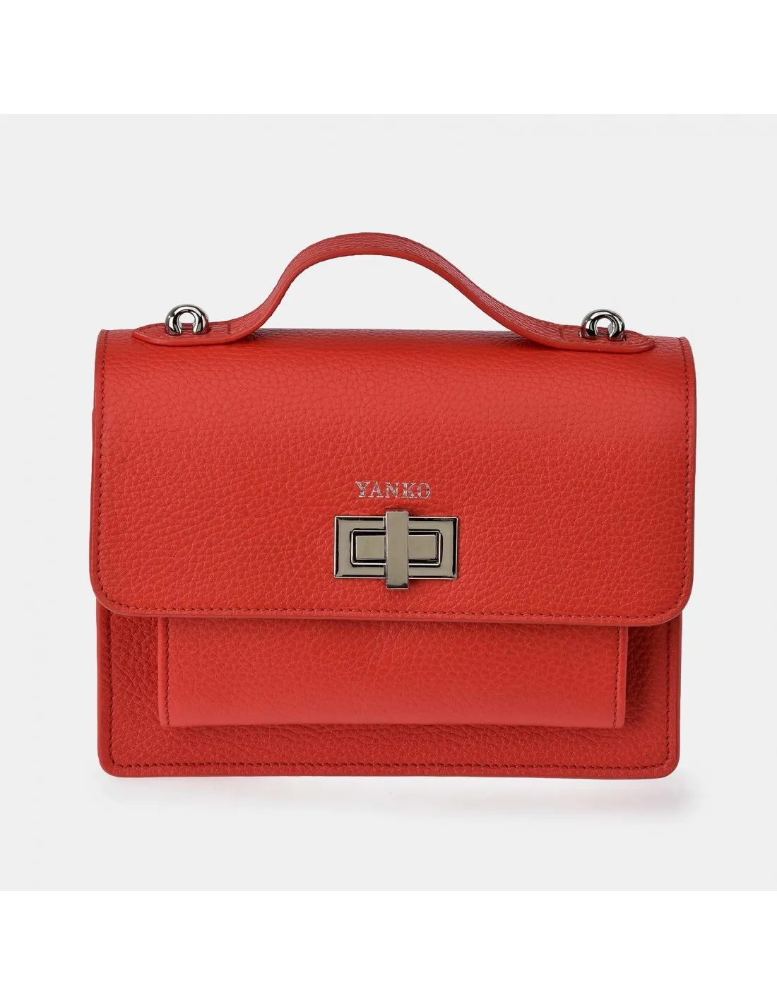YANKO  bolso bandolera con asa de mano para mujer en piel Grano