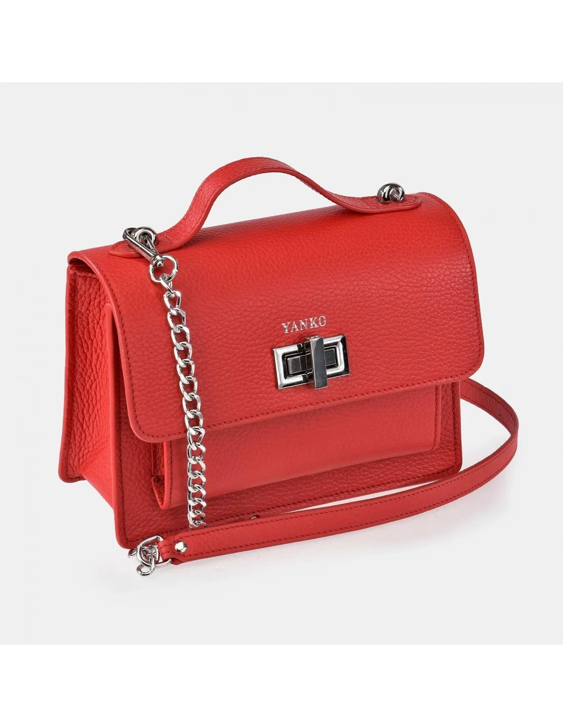 YANKO  bolso bandolera con asa de mano para mujer en piel Grano