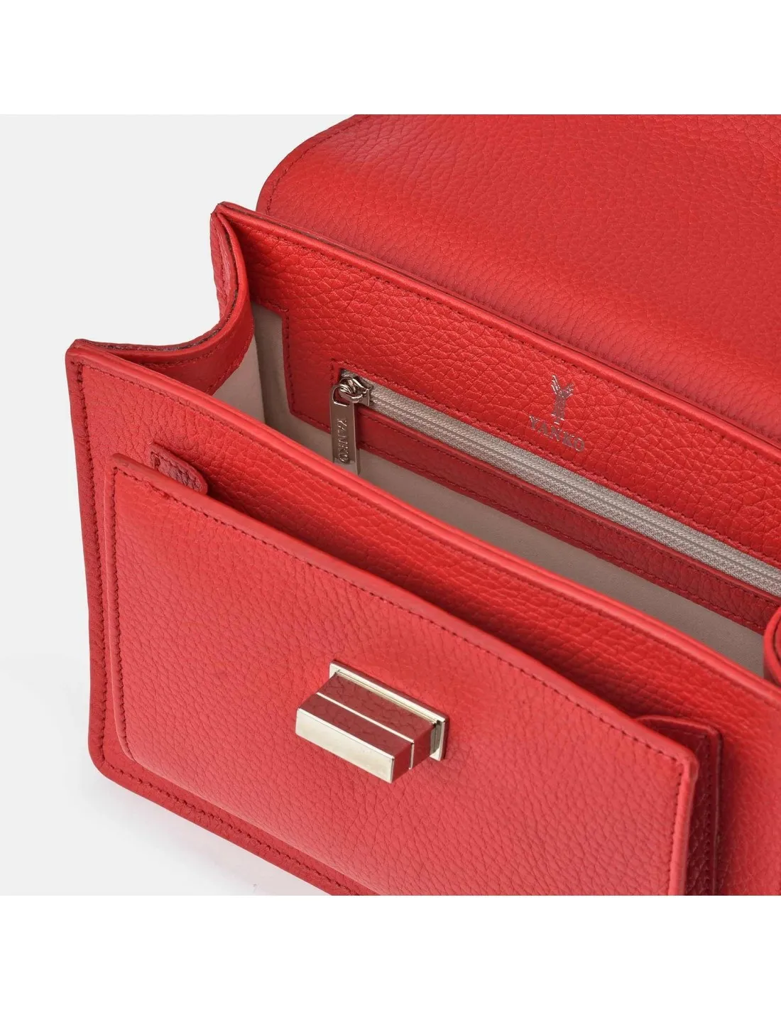 YANKO  bolso bandolera con asa de mano para mujer en piel Grano