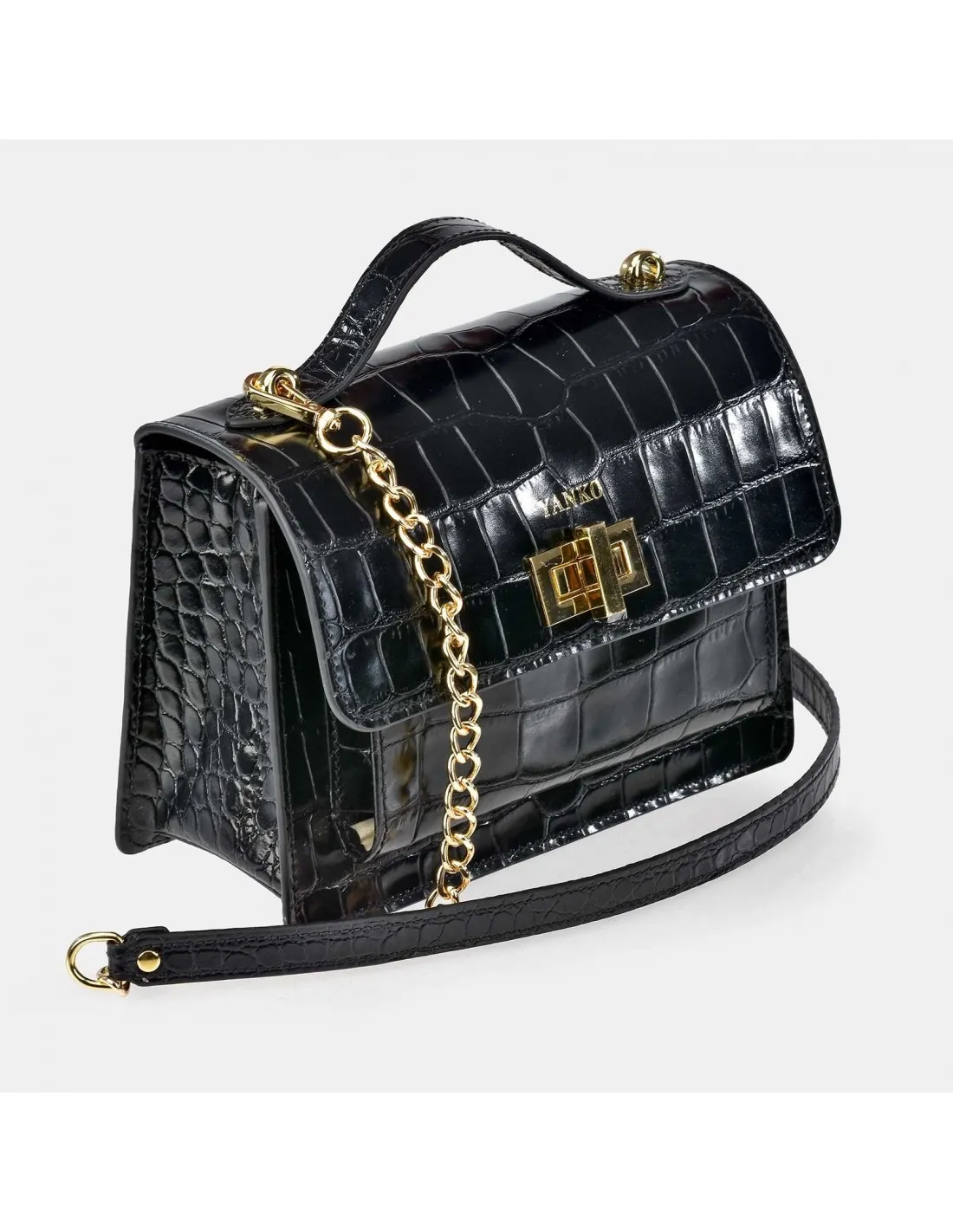 YANKO bolso de bandolera con asa de mano mujer piel grabado coco