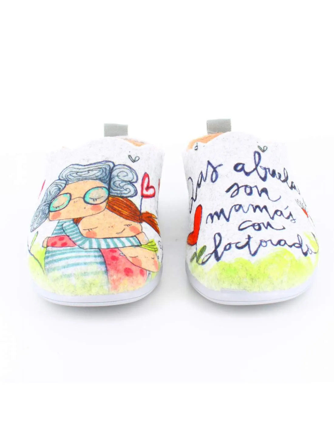Zapatilla de Casa "Las abuelas son mamás con doctorado" Fieltro Gris