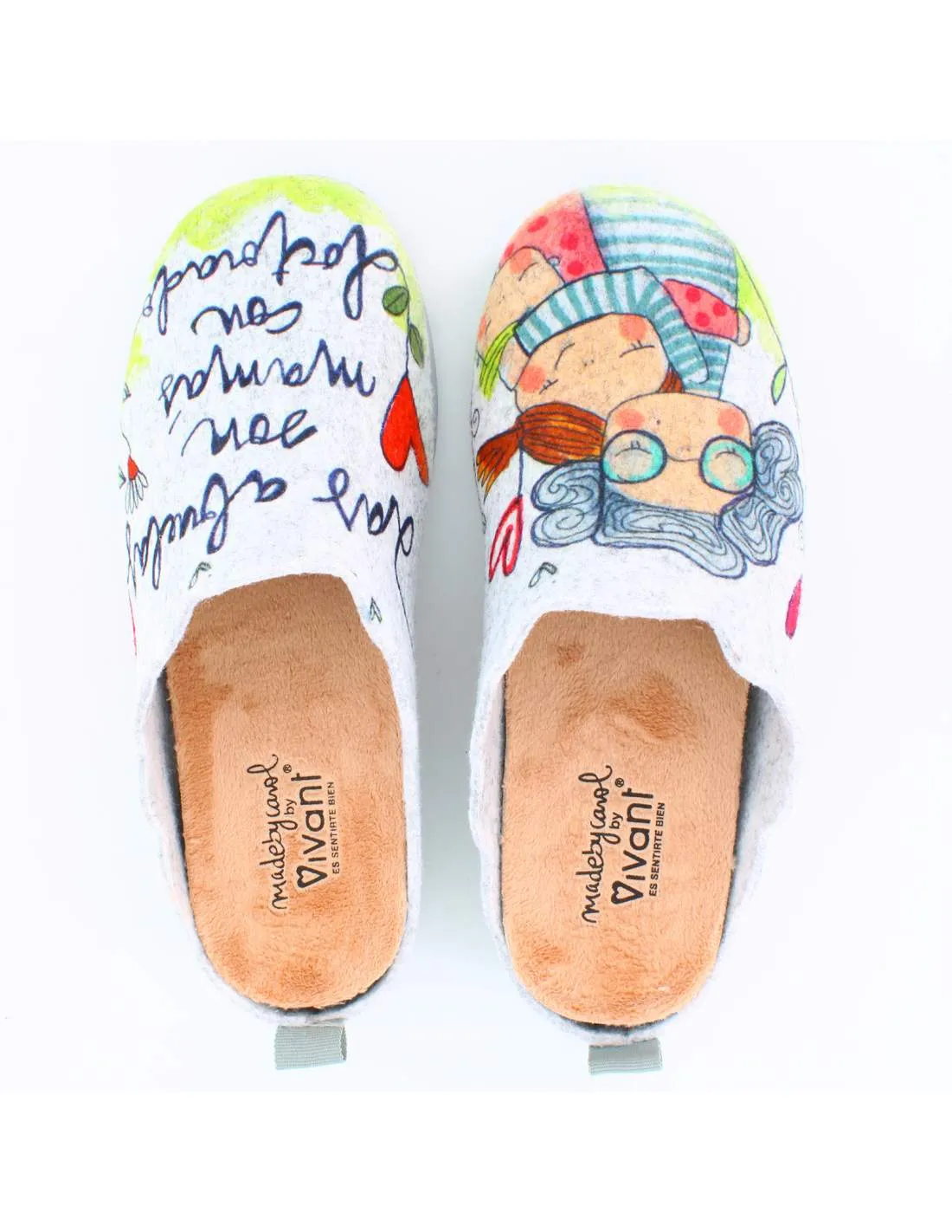Zapatilla de Casa "Las abuelas son mamás con doctorado" Fieltro Gris