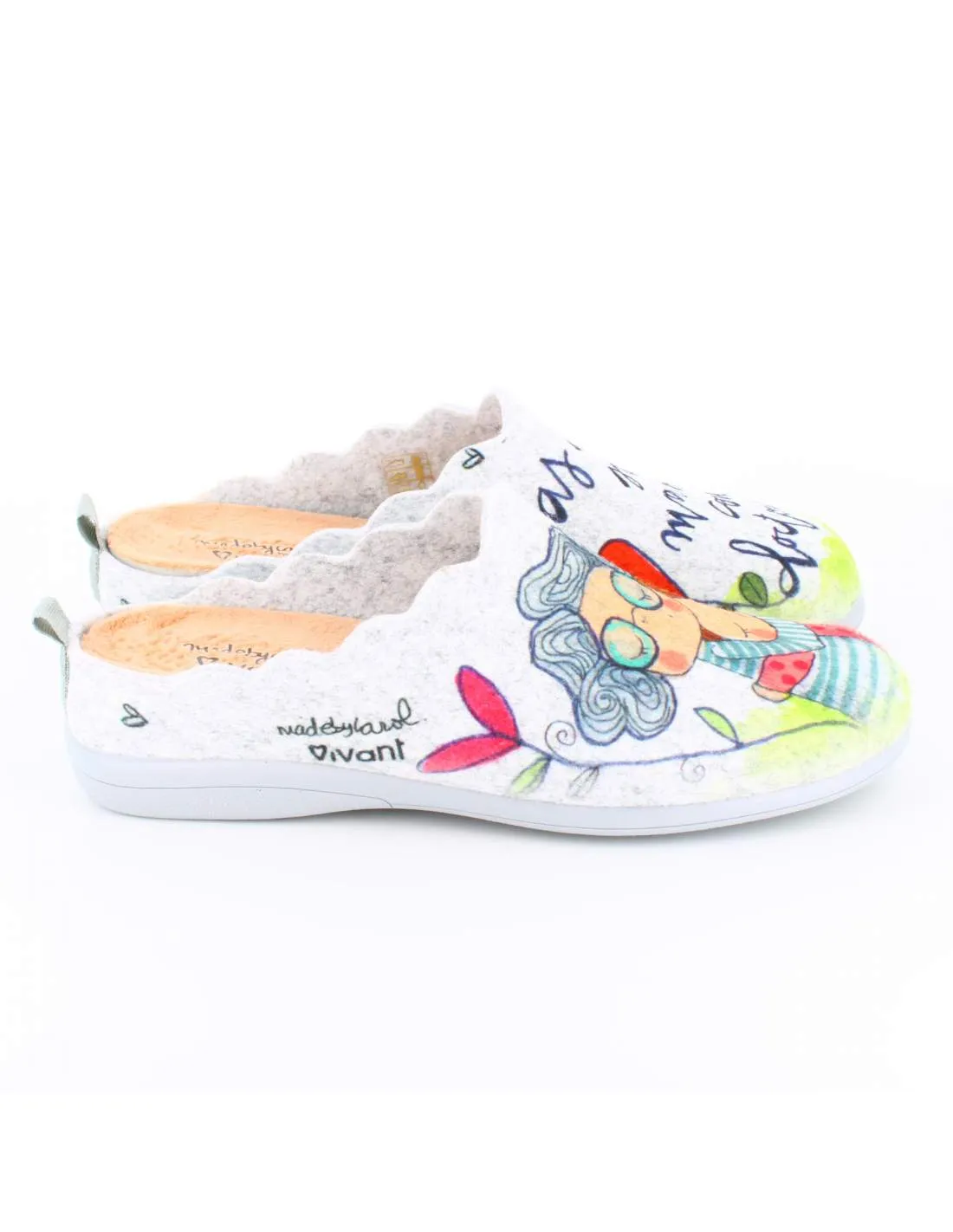 Zapatilla de Casa "Las abuelas son mamás con doctorado" Fieltro Gris