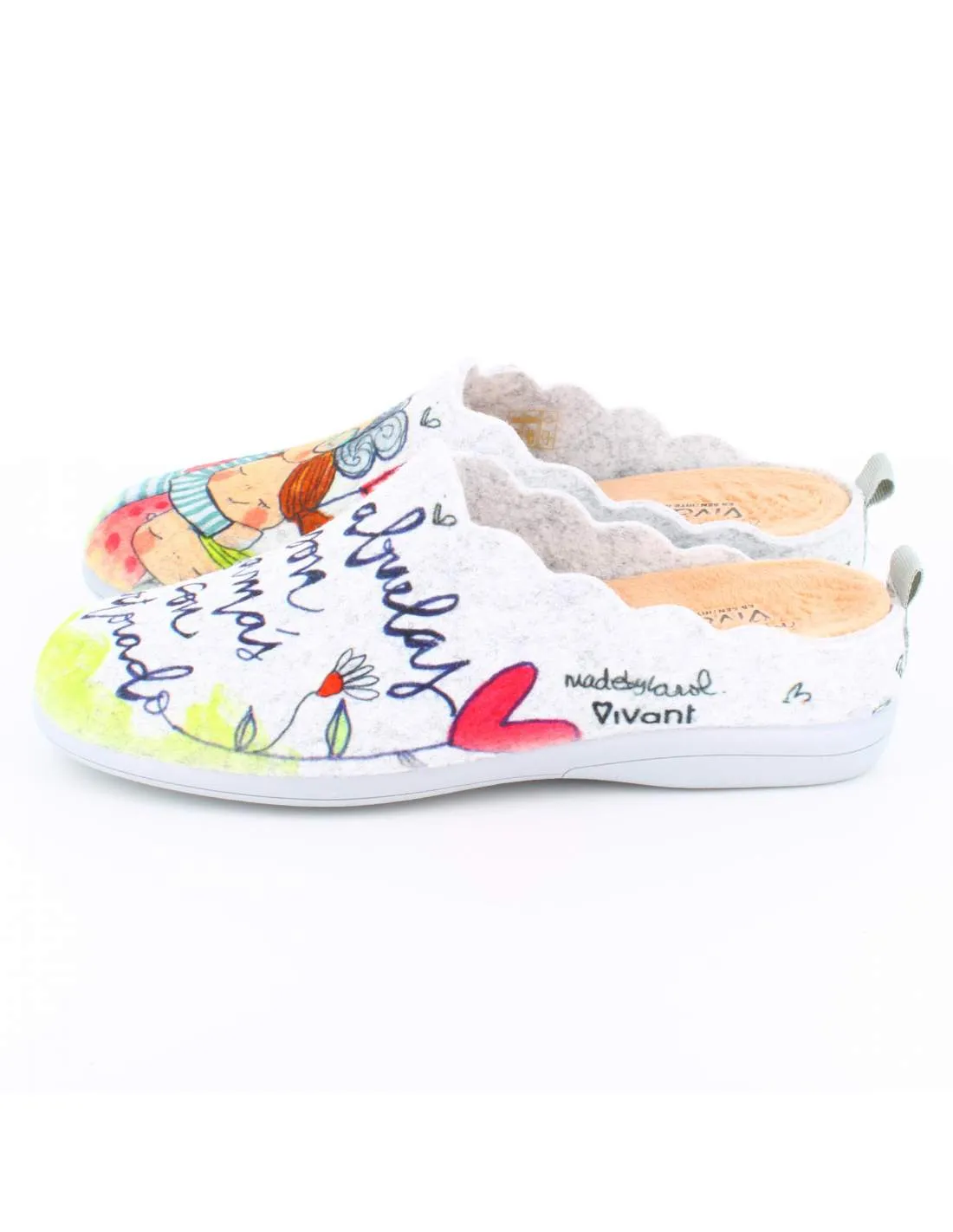 Zapatilla de Casa "Las abuelas son mamás con doctorado" Fieltro Gris